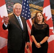 Amtskollegen: Rex Tillerson und Chrystia Freeland. (Bild: Patrick Doyle/Bloomberg (Ottawa, 19. Dezember 2017))