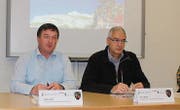 Der Innerrhoder Landesfähnrich Martin Bürki und der Ausserrhoder Sicherheitsdirektor Paul Signer standen an der PK Red und Antwort.