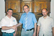 Der Präsident und die «Neuen» (v.l.): Beisitzer Christian Fisch, Präsident Dominik Mazenauer und Kursleiter Thomas Meier. (Bild: cf)
