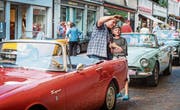 Als Erinnerungsbild an das Sunbeam-Treffen gibt’s ein Selfie in der Frauenfelder Altstadt. (Bilder: Andrea Stalder)