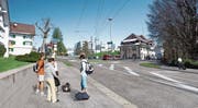 Beim Bahnhof Teufen ist der Bau eines grossen Kreisels vorgesehen. (Bild: Visualisierung: PD)