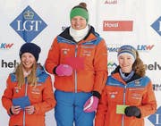 Das IR-Podest in der Kategorie Mädchen ist fest in OSSV-Hand: Lara Baumann, Aline Höpli und Lea Sophia Mettler (von links). (Bild: pd)