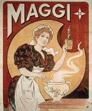 Bereits 1890 machte Julius Maggi mit Plakaten auf seine Suppen und die Würze aufmerksam. (Bild: Archives Historiques Nestlé, Vevey.)