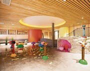 Im öffentlichen Teil der Jufa-Hotels wird ein Wellness- und Wassererlebnisbereich mit Spielbereich für die ganze Familie angeboten. Hier der Kinder-Wasser-Spielbereich im Jufa-Hotel Annaberg. (Bild: Jufa Hotels)