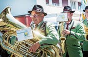 Musikanten der Musikgesellschaft Scherzingen beim Marschmusikwettbewerb. (Bild: Andrea Stalder)