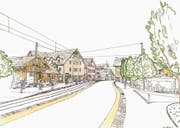 Visualisierung des abgelehnten Projekts: Bei der Münchwiler Bahnhaltestelle hätte künftig Tempo 30 gegolten. (Bild: PD)