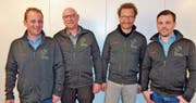 Die neuen Mitglieder der Werdenberger Jagdhornbläser: Jürg Zogg, Obmann Reto Siegrist, Hendrik John, Martin Zürflüh. (Bild: Martin Siegrist)