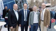Seilbahnbauer Roland Bartholet, Regierungsrat Marc Mächler, Daniel Lüchinger und Landammann Daniel Fässler (von links). (Bild: Corinne Hanselmann)