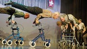 Die Männerturner zeigen ihre Show mit Rollatoren. (Bild: Rudolf Steiner)