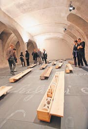 Steffenschönis Installation «Core» (2012) auf Joseph Kosuths «Verstummter Bibliothek» im Kunstmuseum. (Bild: Donato Caspari)