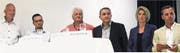 Auf dem Podium (von links): Enrik Hippman, FDP; Vlada De Carvalho, neu, SVP; Dieter Graf, SP; Ronny Bleichenbacher, SP; Regula Hürlimann, neu, CVP; Boris Reichardt, neu, FDP. (Bild: Fritz Bichsel)