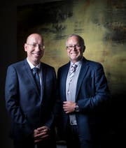 Ernst Eisenhut (rechts), Gründer und Geschäftsführer der St.Galler Sirius Walth Management, und Sirius-Partner Frank Burri. (Bild: Benjamin Manser)