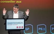 SP-Präsident Christian Levrat spricht an der gestrigen Delegiertenversammlung der SP Schweiz. (Bild: Urs Flüeler/Keystone (Altdorf, 24. Februar 2018))