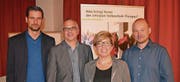 Die Behördenmitglieder der Primarschulgemeinde Regio Märwil an der Versammlung vom Mittwochabend: Martin Reinhard, Felix Diggelmann, Renata Franciello und Manuel Humbele.