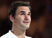 Kann seine Tränen bei der Siegerehrung nicht mehr zurückhalten: Roger Federer.