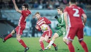 Nico Abegglen (in Grün) erzielte gegen Bavois das 2:0. (Bild: Urs Bucher)