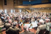 Die Jagdhornbläser von Jagd Thurgau stimmen auf die Generalversammlung im «Thurgauerhof» in Weinfelden ein. (Bild: Urs Bucher)