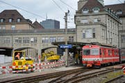 Vorarbeiten zur Durchmesserlinie der Appenzeller Bahnen bei Ruckhalde und Gaiserbahnhof im Februar 2016. (Bild: Ralph Ribi)