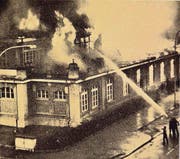 Brand in der Kühlschrankfabrikation 1962. (Bild: Archiv me)