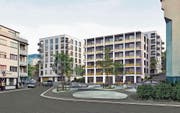 Geplante Überbauung vor der Einmündung der Löwen- in die St. Gallerstrasse östlich des Löwengarten-Areals. (Bild: Visualisierung: JOM Architekten)