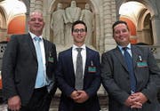 Sie vertraten die St. Galler Standesinitiative in Bern: die Kantonsräte Rolf Huber, Sascha Schmid und Sandro Hess (von links). (Bild: PD)