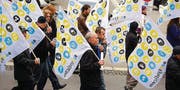 Die Mitarbeitenden der Swissprinters in St. Gallen demonstrierten letzten Herbst für den Erhalt ihrer Arbeitsplätze – vergeblich. (Bild: Michel Canonica)
