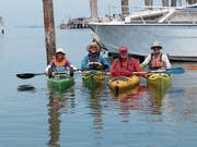 Gruppenbild zum Schluss der Reise in der Lagune von Venedig: Gaby Brühwiler, Jürgen Schneider, Harald Gessner und Wolfgang Schönwald. (Bild: pd)