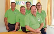 Die gutgelaunten Wega-Macher eine Woche vor Messestart: Präsident Heinz Schadegg, Finanzchef Erwin Wagner, Bauchef Martin Beck, Messeleiter Gregor Wegmüller und Ausstellungsleiterin Henrike Girmann. (Bild: Mario Testa)
