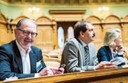 Das gibt es bald nicht mehr zu sehen: Hermann Hess im Nationalratssaal. (Bild: Dominic Steinmann/KEY (Bern, 20. November 2015))