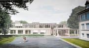 Die Visualisierung zeigt das Siegerprojekt Janus des neuen Schulhauses Zentrum. (Bild: PD)