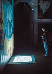 Die Wasser-Projektion beim «Theater an der Grenze» fand Bewunderer. (Bild: Reto Martin)