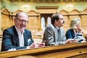 Das gibt es bald nicht mehr zu sehen: Hermann Hess im Nationalratssaal. (Bild: Dominic Steinmann/KEY (Bern, 20. November 2015))