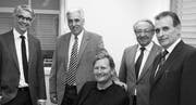 Gemeinsam engagiert: Brainjoin-Geschäftsführer Roland Bentele und Verwaltungsrat Peter Weigelt, My-Handicap-Stifter Joachim Schoss, Stadtpräsident Bruno Gähwiler und Albert E. Frieder, CEO My Handicap. (Bild: Hans Suter)