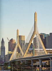 Christian Menns liebstes Werk: Die Leonard P. Zakim Bunker Hill Memorial Bridge in Boston. (Bild: Aus Menns Buch «Brücken»)