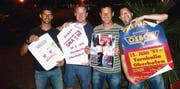Haben das Party-Organisieren nicht verlernt: Marcel Eigenmann, Andreas Schreiber, Martin Rutishauser und Reto Eppenberger. (Bild: pd)