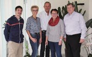 Das OK Gewerbezauber, von links: Adrian Scherrer (Bau und Technik), Elisabeth Hollenstein (Werbung und Modeschau), Stephan Bachmann (Bewirtung), Sandra Breitenmoser (Präsidentin) und Markus Thalmann (Finanzen). (Bild: Martina Signer)