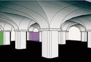 Bis das Kornhaus umgebaut und dabei das Gewölbe freigelegt werden kann, dauert es ein Jahr länger als geplant. (Bild: Visualisierung: bb Architektur)