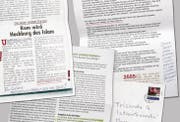 Diese und andere Kopien aus Zeitschriften waren den anonymen Briefen an die Kantonsschülerin beigelegt. (Bild: sgt/Montage)