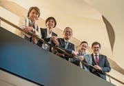 Der Thurgauer Regierungsrat in neuer Zusammensetzung: Cornelia Komposch, Monika Knill, Walter Schönholzer, Carmen Haag und Jakob Stark. (Bilder: Reto Martin)