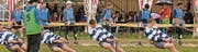Die Herrenmannschaft 580 kg des Seilziehclubs Mosnang in Aktion. (Bild: pd)