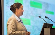 Regierungsrätin Carmen Haag informierte im Mai 2016 im Kulturforum Amriswil zum Verlauf der BTS. (Bild: Reto Martin)