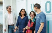 Vorstand des Vereins Bildschule Frauenfeld: Mathias Tanner, Lisa Schwarz Parolari, Silvia Peters, Daniel Hausammann. (Bild: Dieter Langhart)