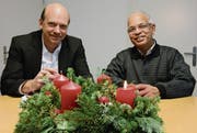 Bald im gleichen Pastoralraum tätig: Gemeindeleiter Martin Kohlbrenner (Sulgen) und Pater George Kuruvila (Berg). (Bild: Georg Stelzner)