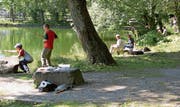 Jugendliche lernen das Fischen am Wiler Stadtweier. (Bild: PD)