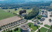 Die Visualisierung zeigt die Dimensionen der ersten Etappe des Rechenzentrums Campus an der Militärstrasse. (Bild: PD/Armasuisse)