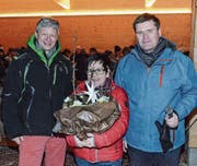 Gemeindepräsident Hans Mäder, Dorfkönigin Regula Felix und OK-Präsident Hansjörg Brunner. (Bild: Christoph Heer)