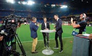 Das SRF-Kommentatorenteam bei einem Champions-League-Spiel des FC Basel. (Bild: Daniela Frutiger/Freshfocus (Basel, 13. September 2016))