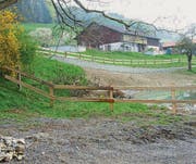 Oberhalb des Weihers die Mauer des Anstosses. (Bild: pd)