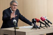 Urs Schwaller, Präsident des Verwaltungsrats, an der Bilanzmedienkonferenz. (Bild: PETER SCHNEIDER (KEYSTONE))