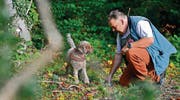 Ronja hat den Burgundertrüffel aufgespürt. Ihr Herrchen, Matthias Steudler, braucht ihn nur noch auszugraben. (Bild: Reto Martin)
